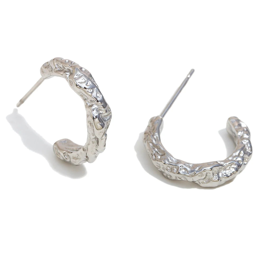 Golden Poise Textured Hoop Earrings