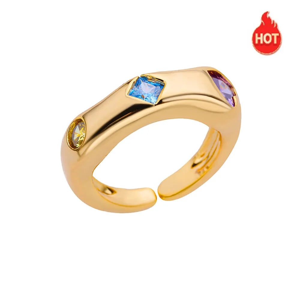 Bezel-Set Zircon Stones Ring