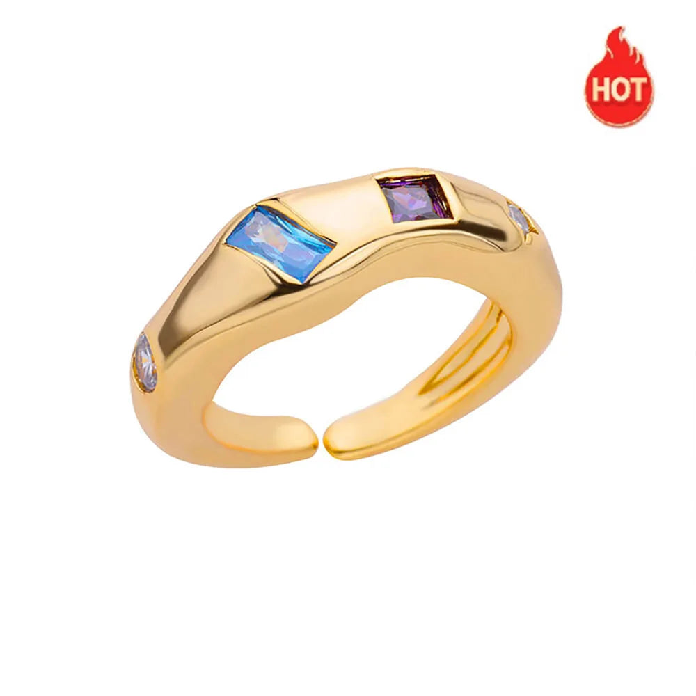 Bezel-Set Zircon Stones Ring
