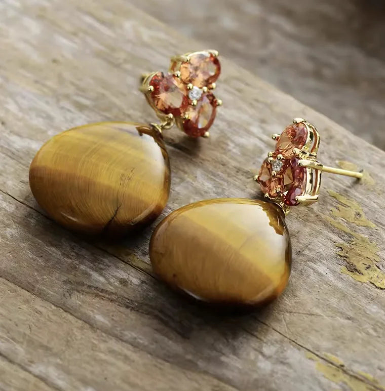 Art Deco Teardrop & Floral Elegance Earrings