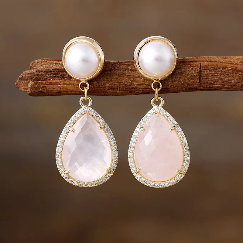 Art Deco Teardrop & Floral Elegance Earrings