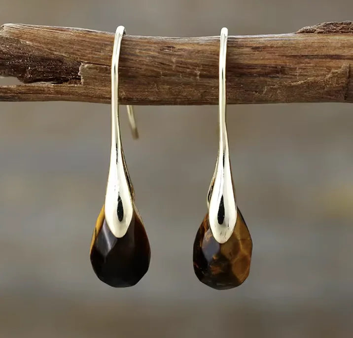 Earthy Sculptural Teardrop Earrings