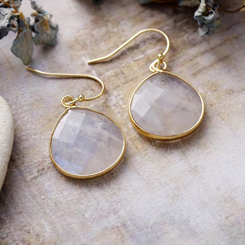 Healing Crystal Teardrop Dangle Earrings