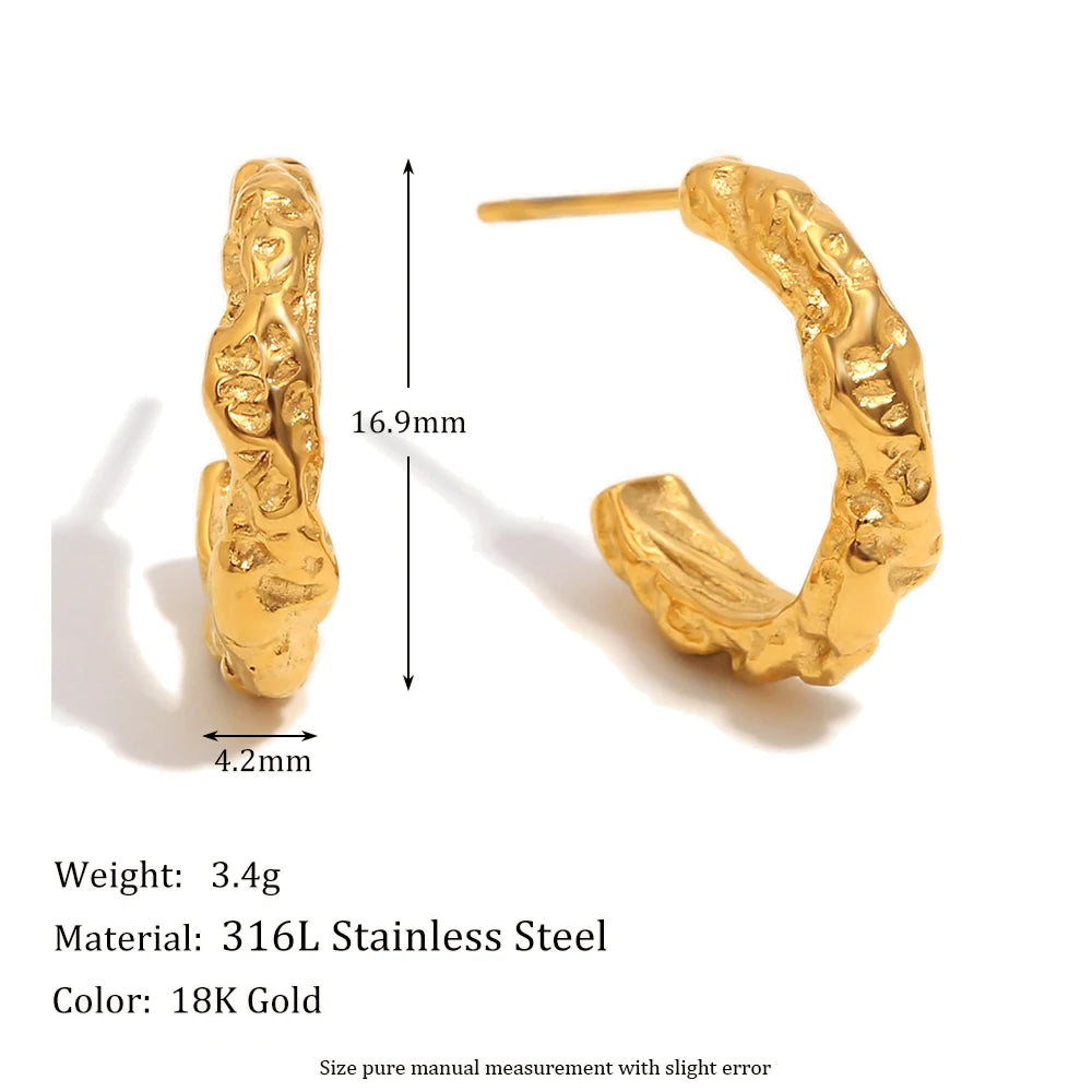 Golden Poise Textured Hoop Earrings