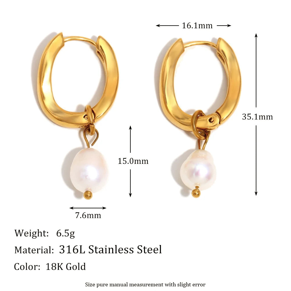 Pearl-Kissed Teardrop Hoop Earrings
