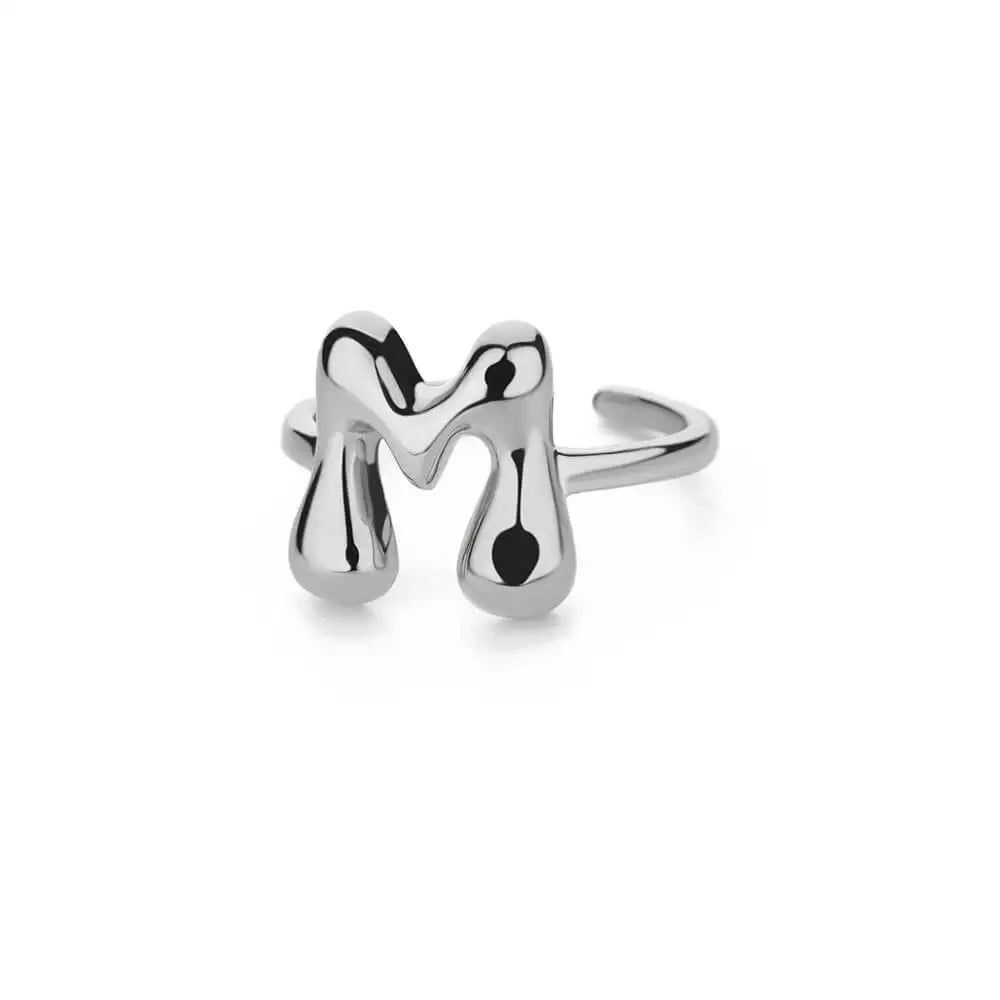 Silver Bubble Letter Ring