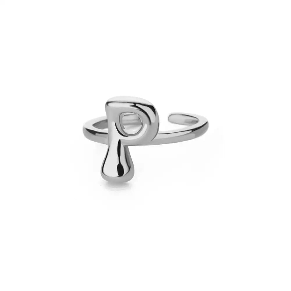 Silver Bubble Letter Ring