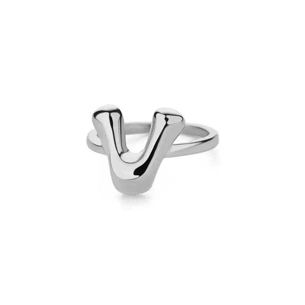 Silver Bubble Letter Ring