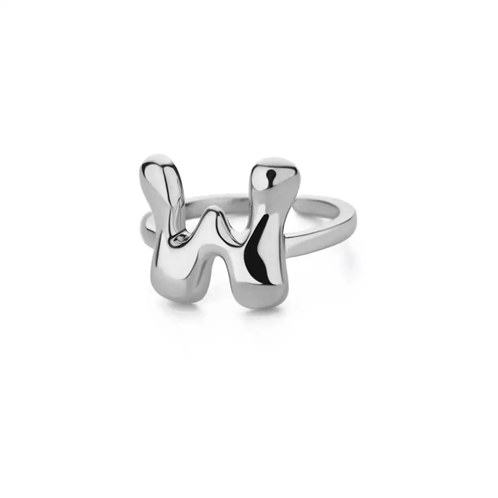Silver Bubble Letter Ring