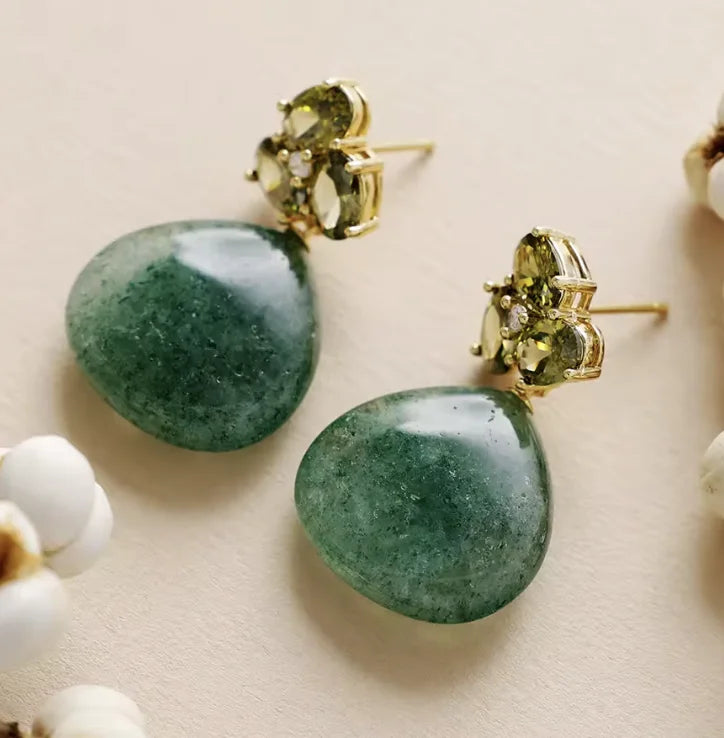 Art Deco Teardrop & Floral Elegance Earrings