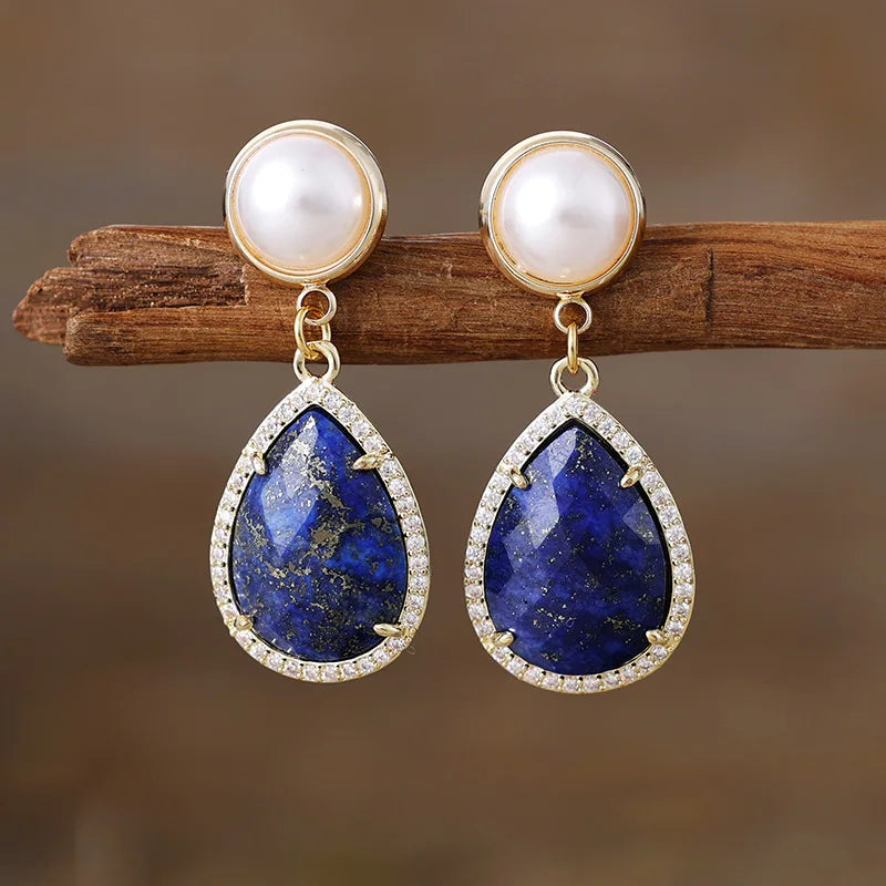 Art Deco Teardrop & Floral Elegance Earrings