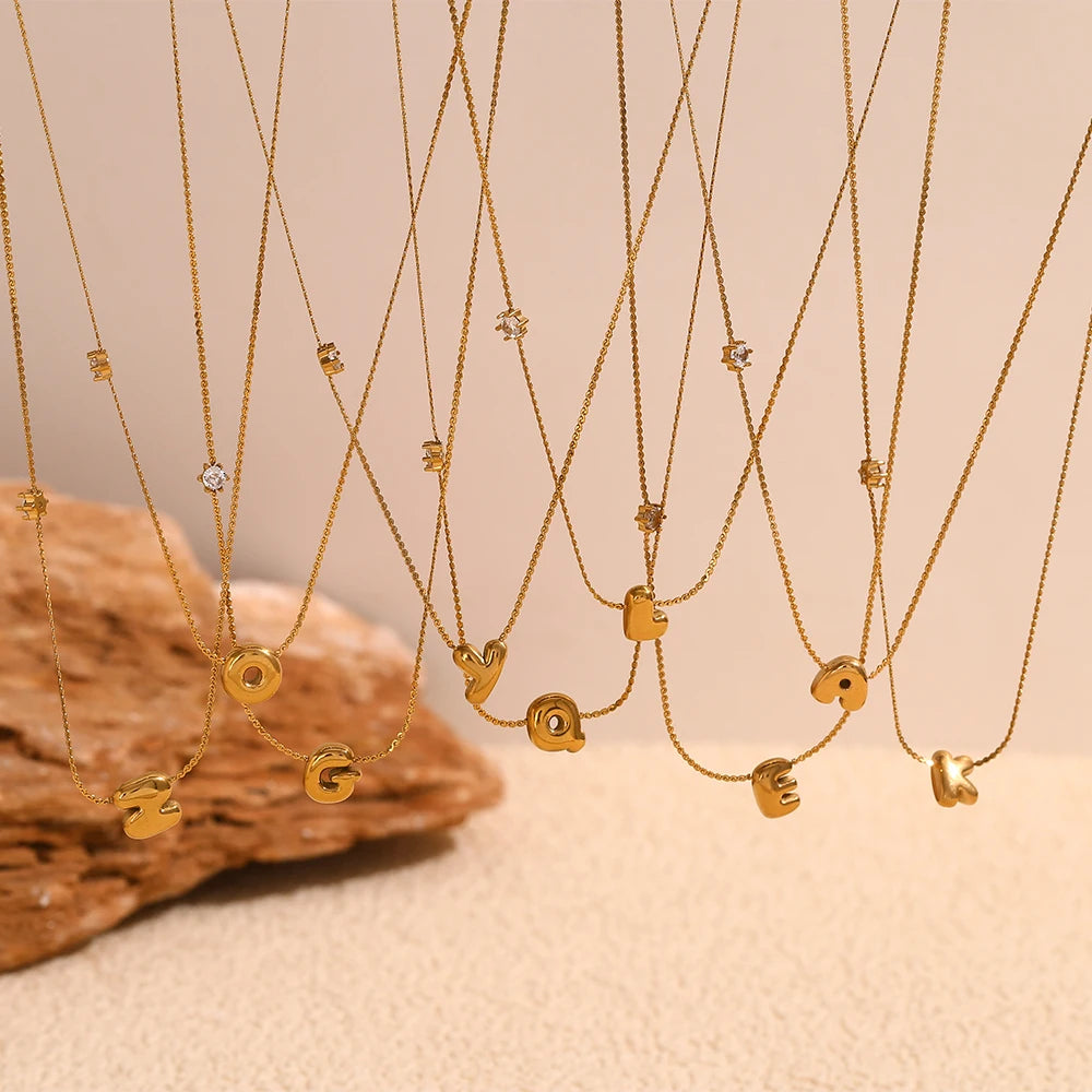 Luxe Golden Bubble Initial Necklace