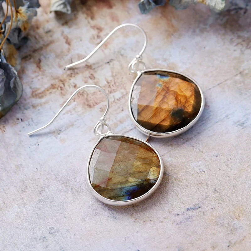 Healing Crystal Teardrop Dangle Earrings