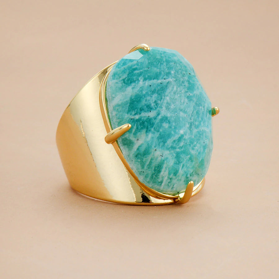 Lucky Amazonite Goddess Ring