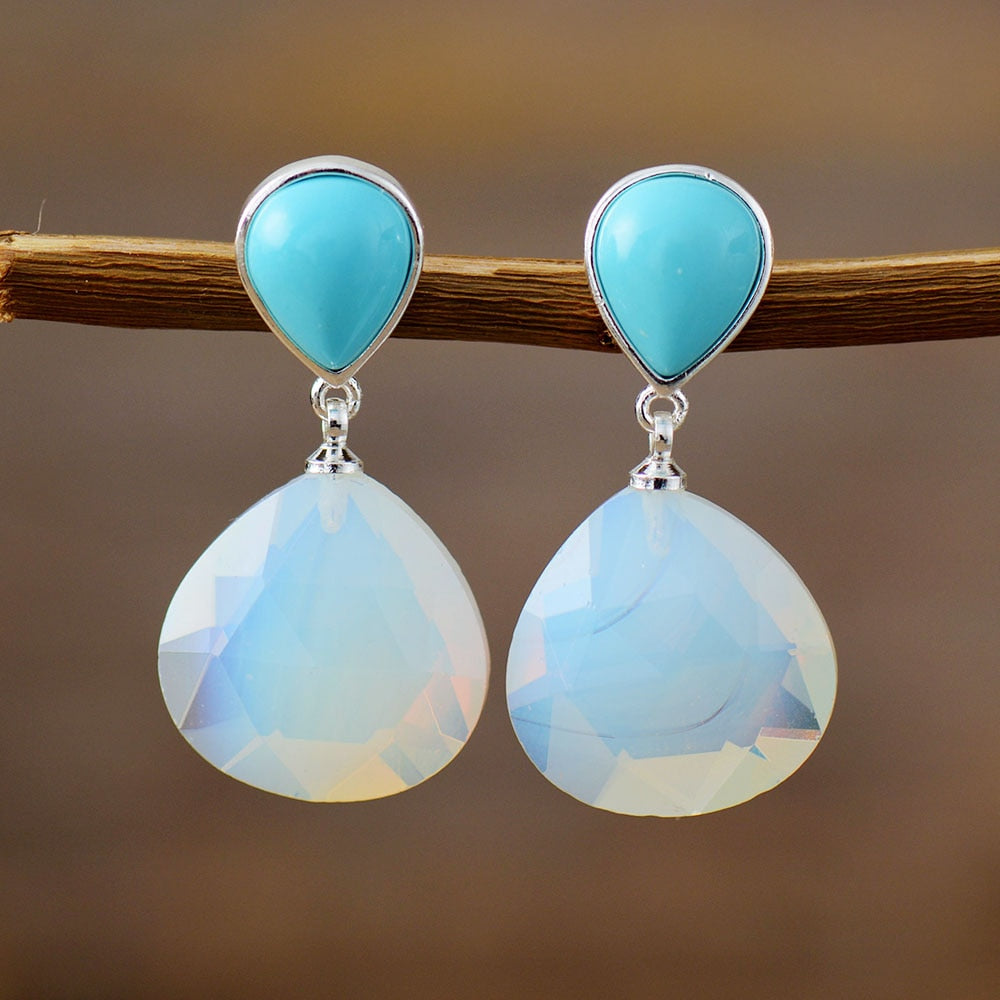 Waterdrop Opal Stud Dangle Earrings