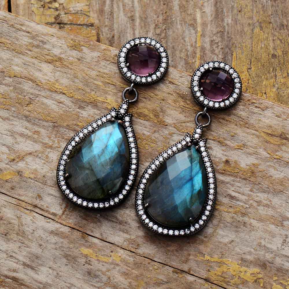 Elegant Labradorite Drop Dangle Earrings