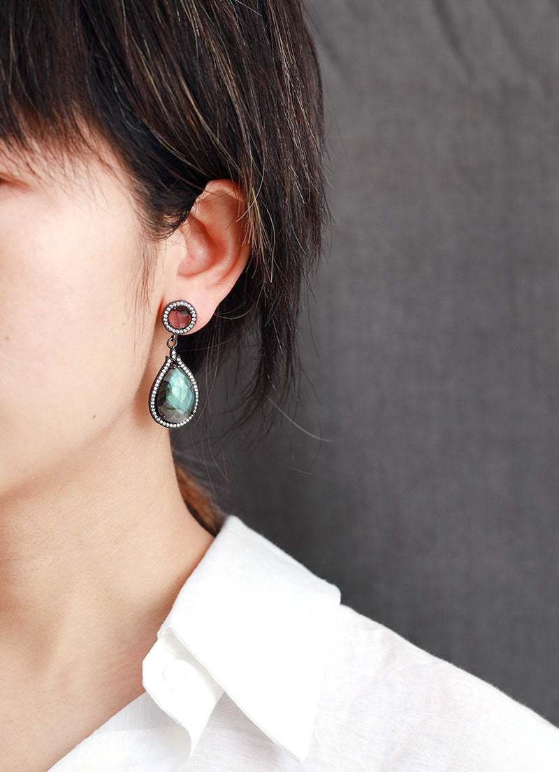 Elegant Labradorite Drop Dangle Earrings