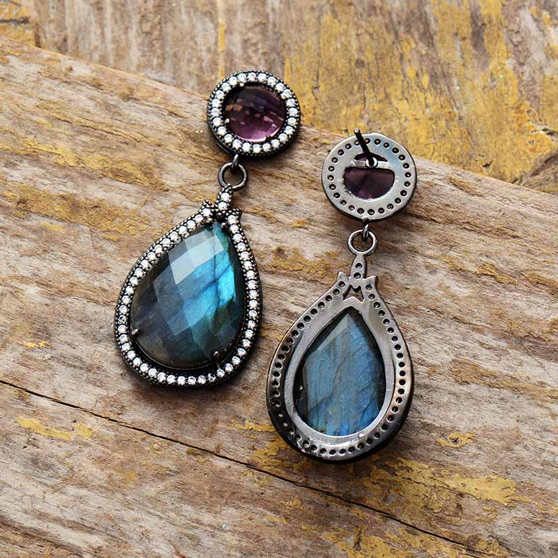 Elegant Labradorite Drop Dangle Earrings
