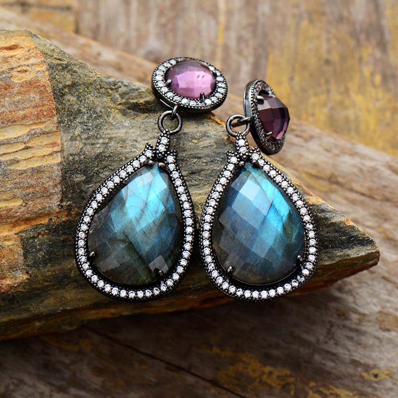 Elegant Labradorite Drop Dangle Earrings