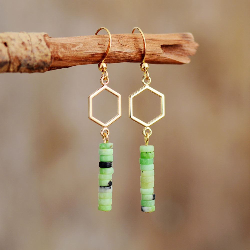 Stacked Jade Drop Earrings