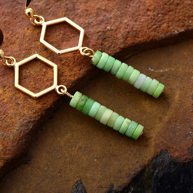 Stacked Jade Drop Earrings