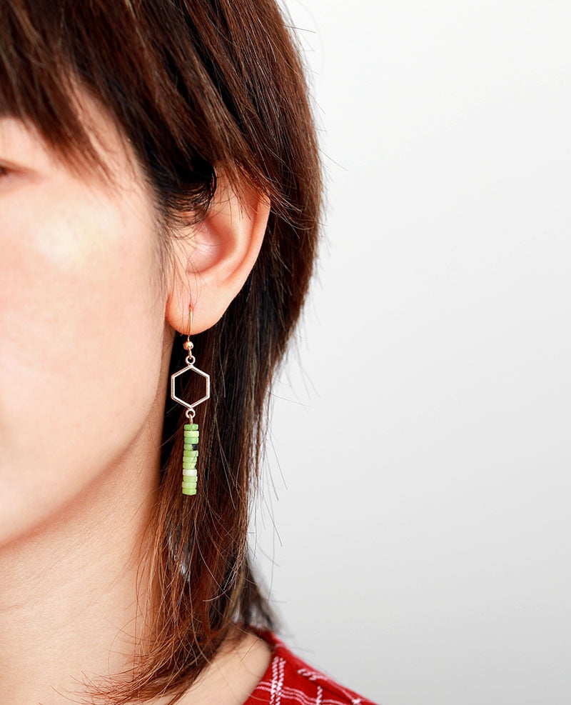 Stacked Jade Drop Earrings