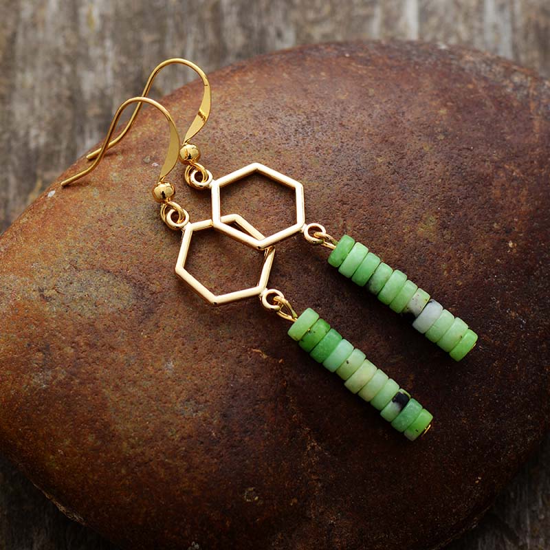 Stacked Jade Drop Earrings
