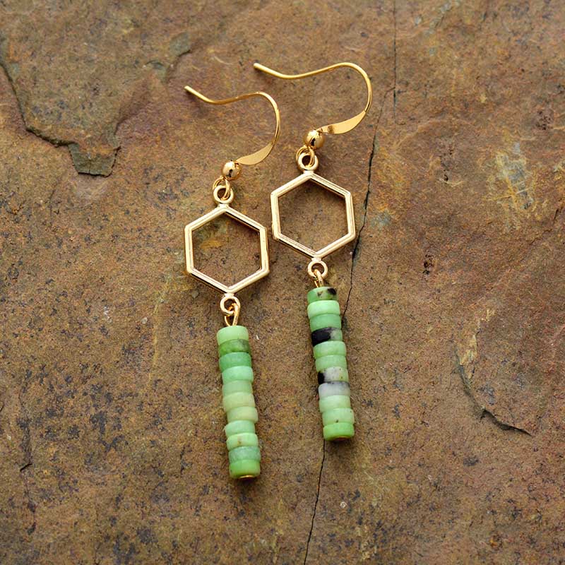 Stacked Jade Drop Earrings