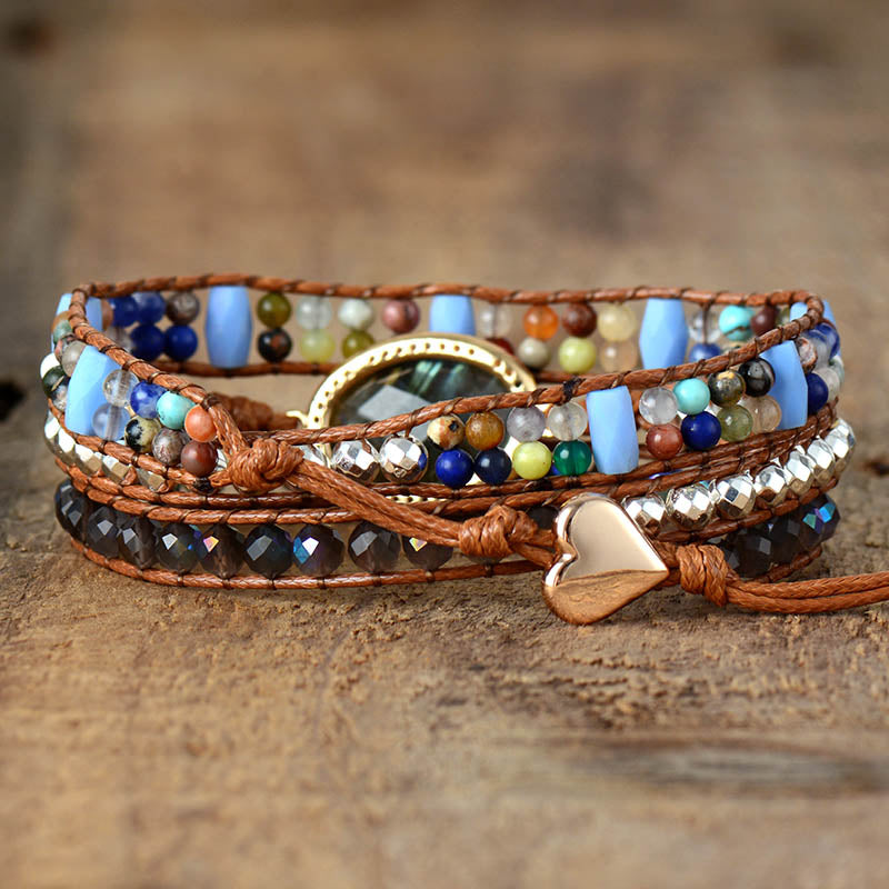 Natural Labradorite Charm Bracelet