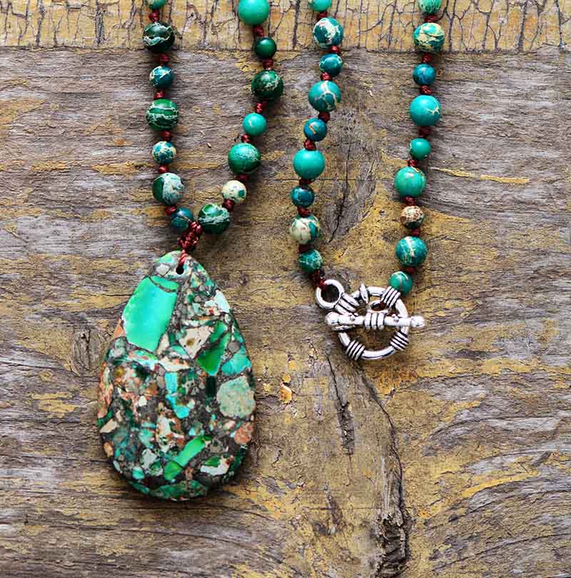 Imperial Jasper Moss Stone Necklace