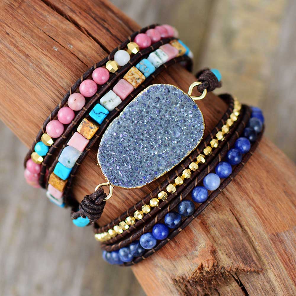 Starlight Druzy Gem Wrap Bracelet