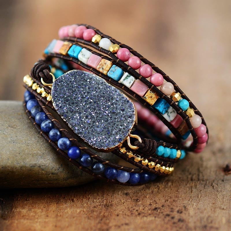Starlight Druzy Gem Wrap Bracelet