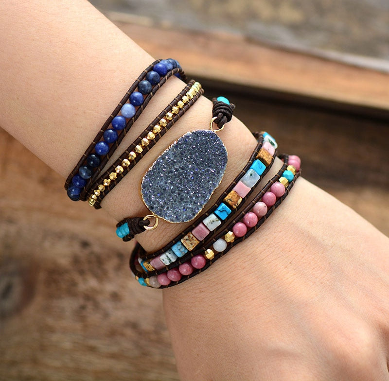 Starlight Druzy Gem Wrap Bracelet