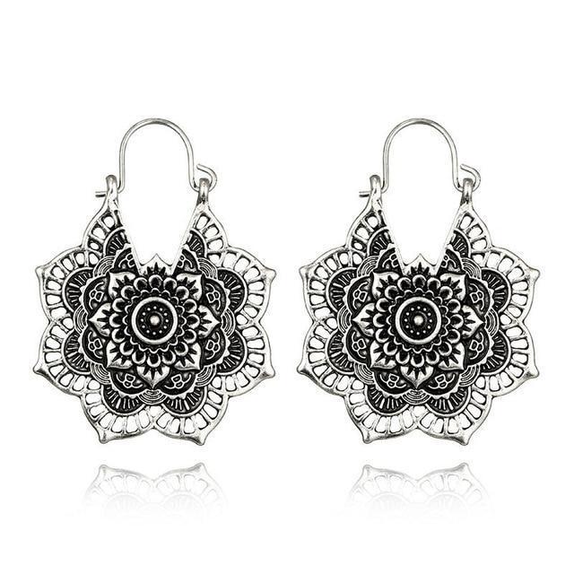 Boho Mandala Hoop Earrings Boho Peak