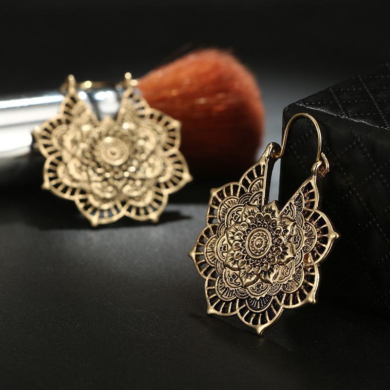 Boho Mandala Hoop Earrings Boho Peak