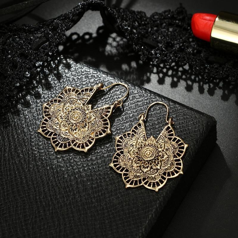 Boho Mandala Hoop Earrings Boho Peak