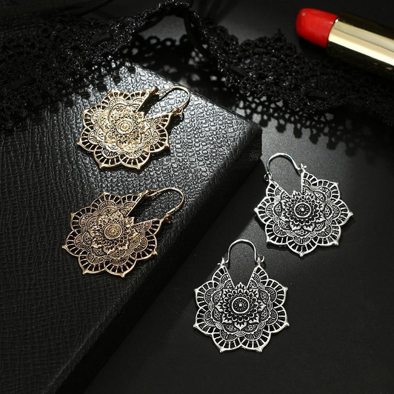 Boho Mandala Hoop Earrings Boho Peak