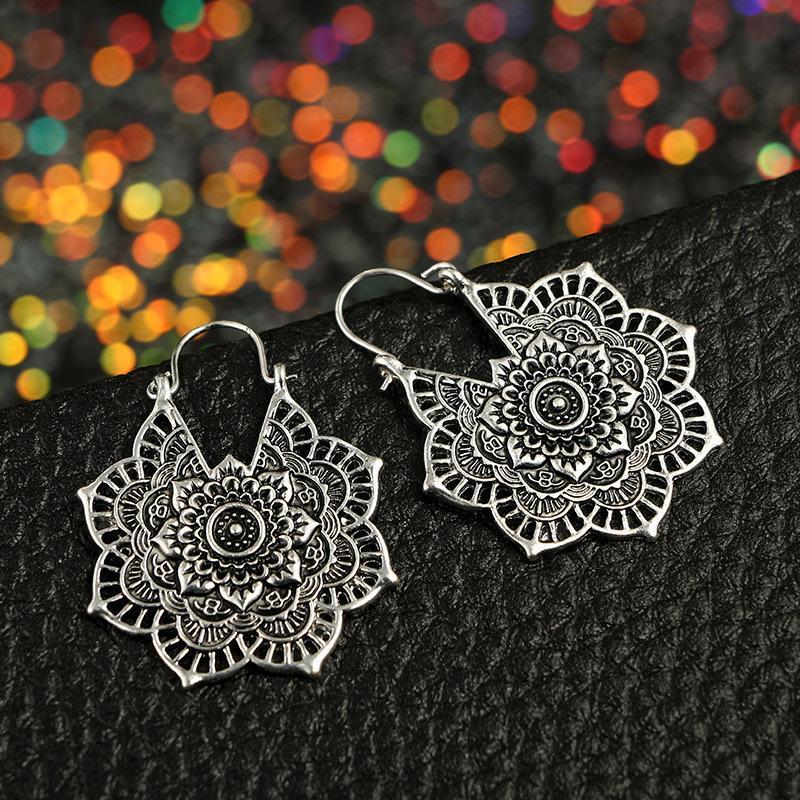 Boho Mandala Hoop Earrings Boho Peak