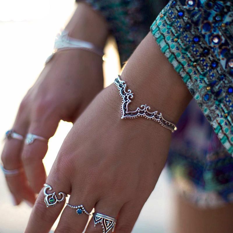 Handmade Bohemian Princess Bangle Boho Peak Silver