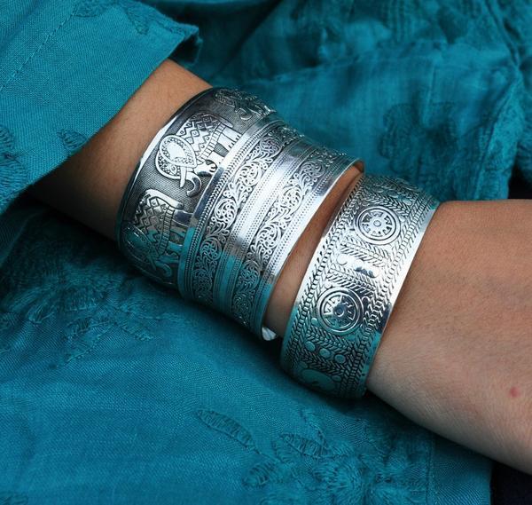 Sterling Silver Boho Cuff bracelet Boho Peak Elephant
