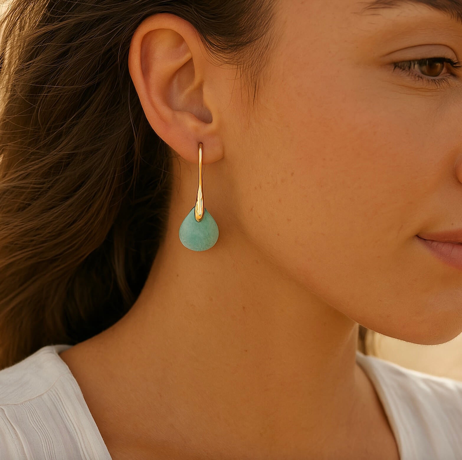 Amazonite Gold Drop Earrings