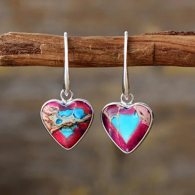 Red Heart Jasper Drop Earrings