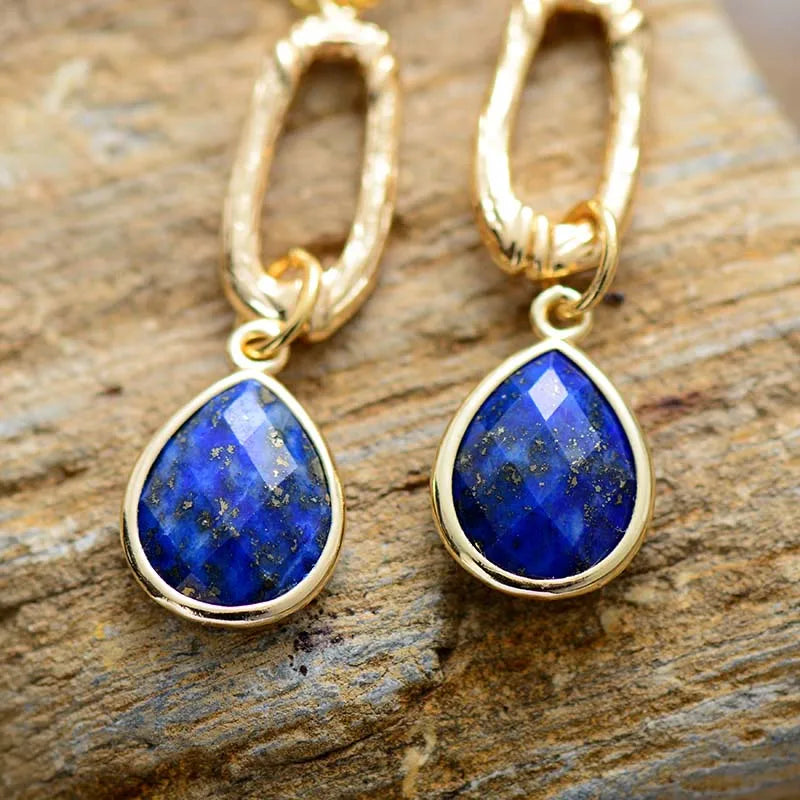 Teardrop Lapis Lazuli Drop Earrings