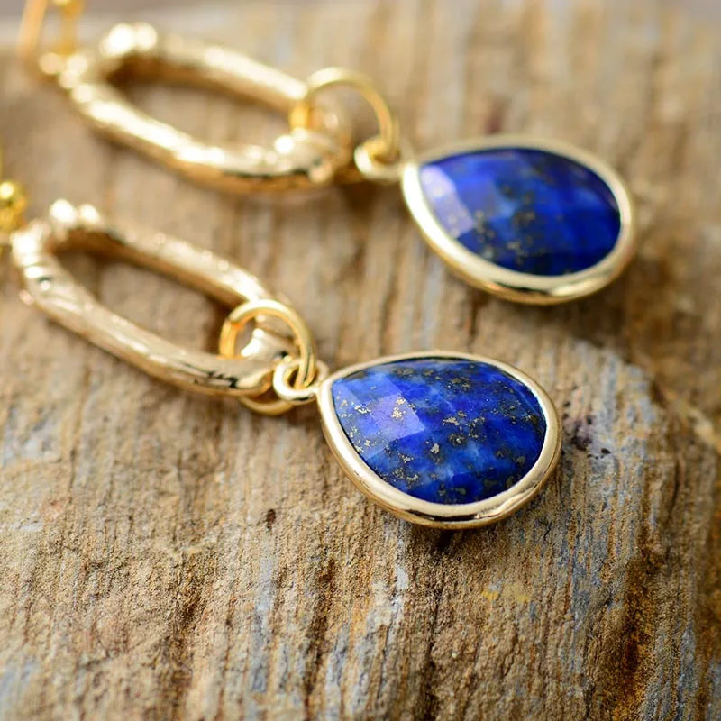 Teardrop Lapis Lazuli Drop Earrings