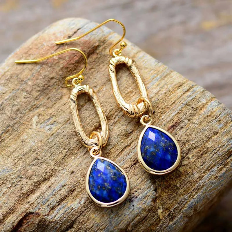 Teardrop Lapis Lazuli Drop Earrings