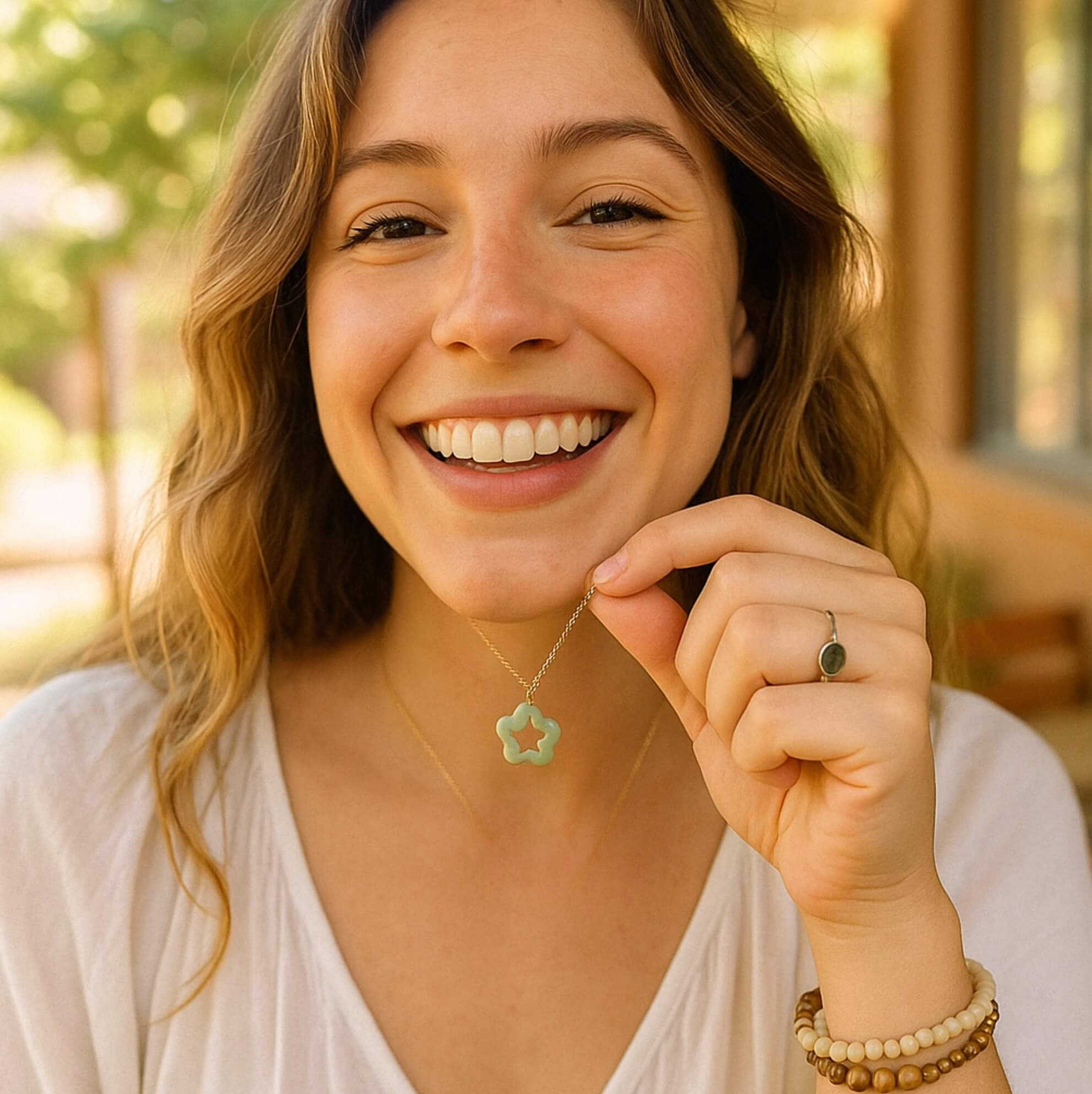Healing Jade Flower Necklace