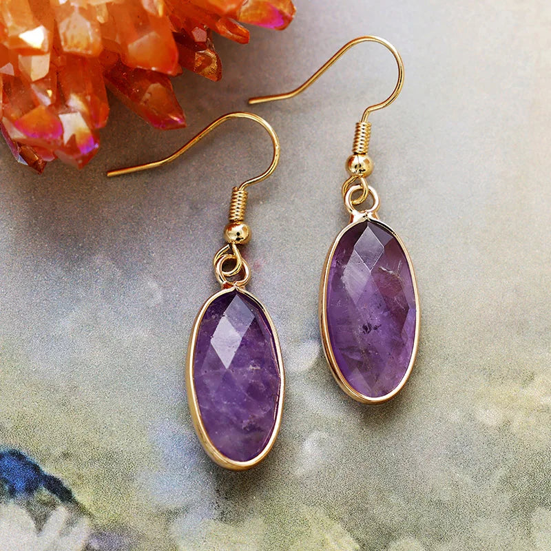Trendy Natural Stone Pendant Dangle Earrings