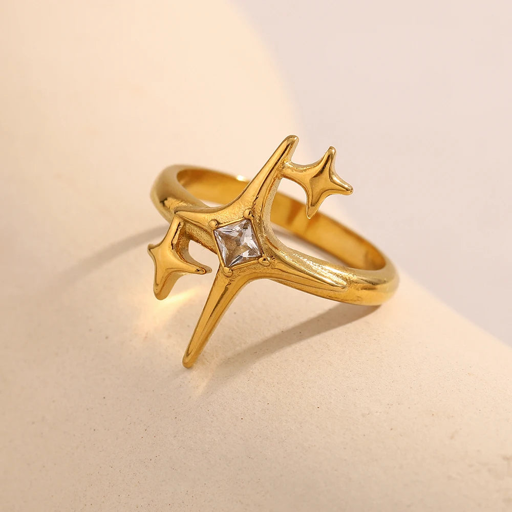 Irregular Zircon Star Cocktail Ring