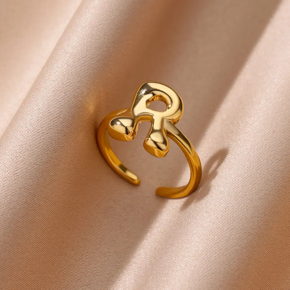 Bubble Letter Ring - 18k Gold Plated