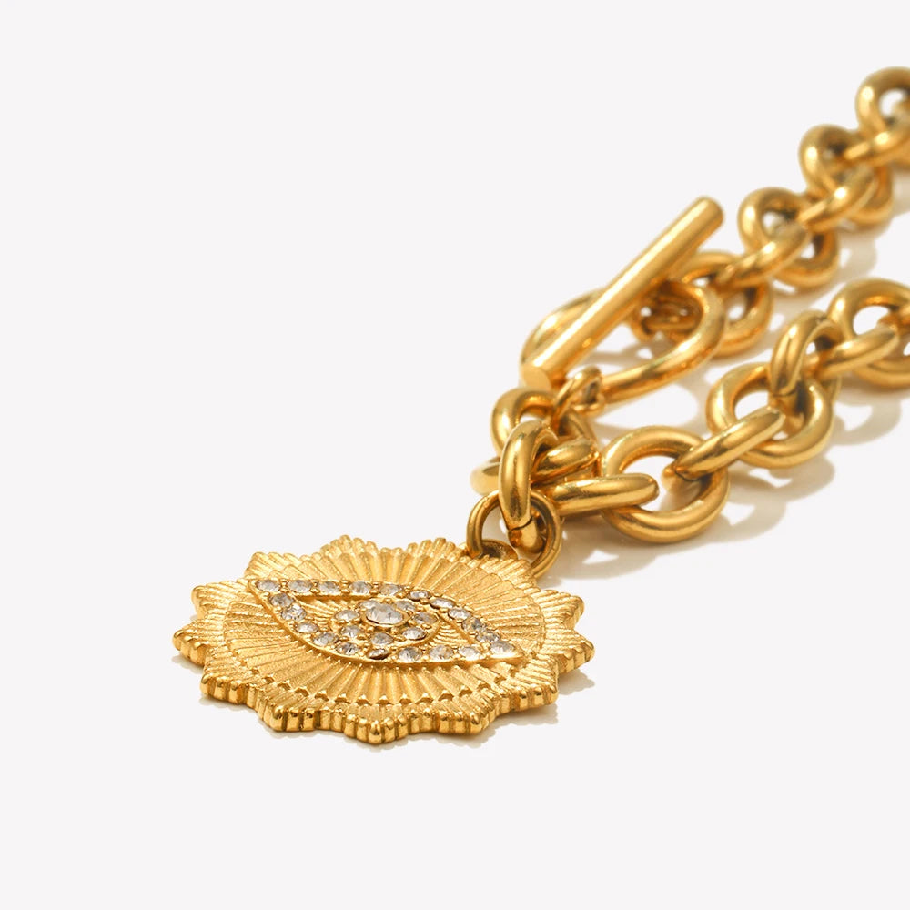Crystal-Studded Evil Eye Bracelet